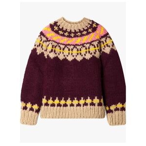 TORY BURCH wool fair isle sweater. Hand knit! Size L